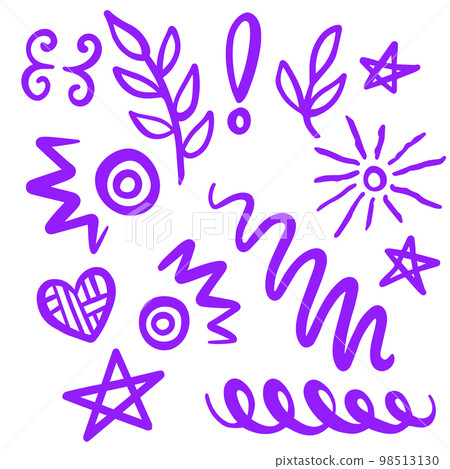 Purple Swirls Swoosh Marks with Vector Hand Drawn Highlighter Accent Line Designs Purple Swirls Swoosh Marks with Vector Hand Drawn Highlighter Accent Line Designs 98513130