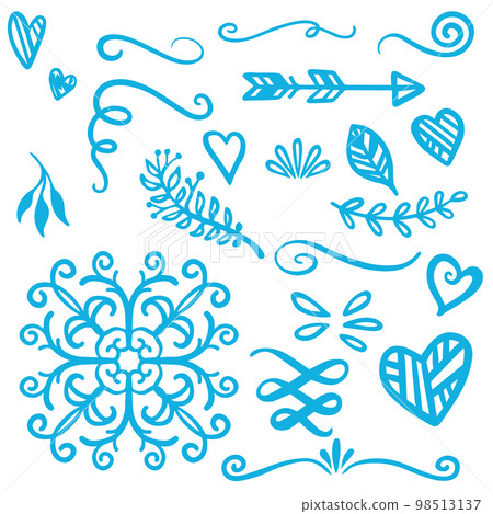 Blue Swirls and Swooshes Vector Accent Line Work 98513137