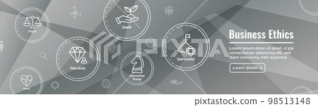 Business and Corporate Ethics Showing Company Values Icon Set- Web Header Banner Business and Corporate Ethics Showing Company Values Icon Set- Web Header Banner 98513148
