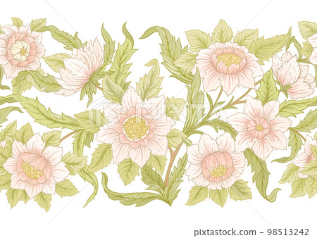 Decorative flowers and leaves in art nouveau style 98513242
