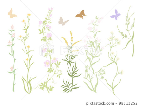 Wild flowers and butterflies Vector illustration. Wild flowers and butterflies Vector illustration. 98513252