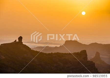 Sunset from the top of  Pico de las Nieves, Gran Canaria Island. 98513955