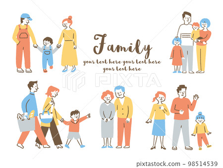 一組 3 或 4 個家庭成員_顏色 98514539