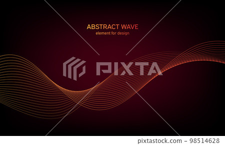 Abstract wave element for design. Digital frequency track equalizer. Stylized line art background. Colorful shiny wave with lines created using blend tool. Curved wavy line, smooth stripe. Vector. 98514628