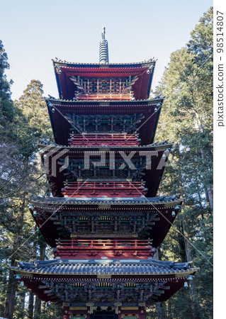 冬季的日光東照宮五層寶塔，栃木縣日光市 98514807