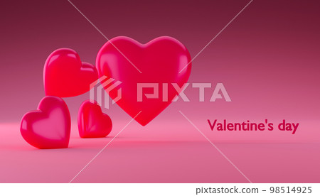 3d rendering pink hearts for Valentine's Day as background. 3d rendering 98514925