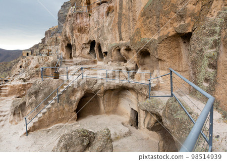 View of the historic cave city and the monastery complex of Vardzia 98514939