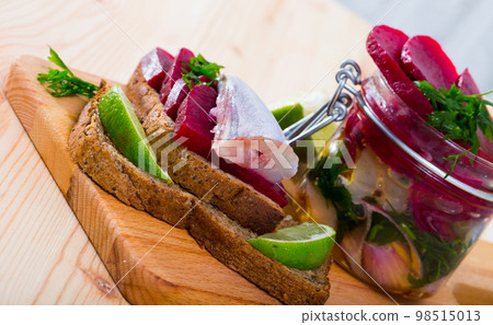 Homemade pickled blue whiting fish 98515013
