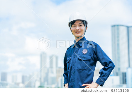 A young guard man doing port security A young guard man doing port security 98515106