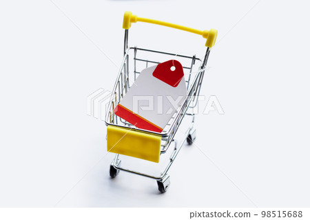 Shopping trolley or Shopping cart on white background. 98515688