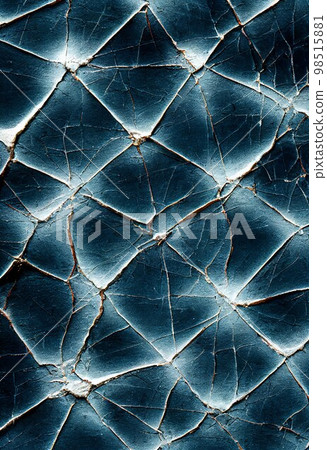 Sea blue cracked surface abstract background. Decorative vertical illustration with cracks and scratches plaster texture. Sea blue AI generated cracked surface pattern. 98515881