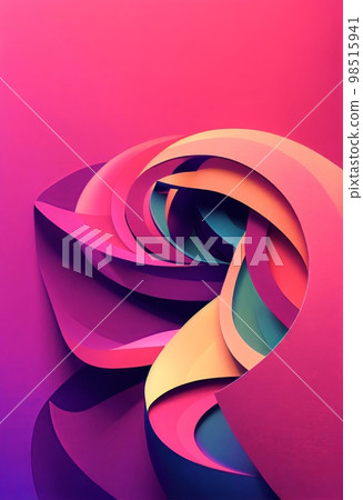Colorful wavy shapes abstract background. Decorative vertical illustration with metalic texture. Shiny material colorful pink wavy shapes pattern. 98515941