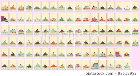 Sticker style Hyakunin Isshu icon set 98515952