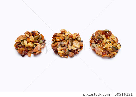 Whole grain cookies on white background. 98516151