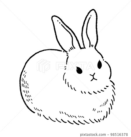 復古坐兔線描插圖素材 復古坐兔線描插圖素材 98516378