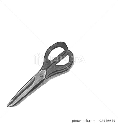 Stationery scissors monochrome illustration (ink hand-drawn illustration) Stationery scissors monochrome illustration (ink hand-drawn illustration) 98516615