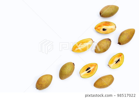 Fresh sapodilla fruit on white background 98517022