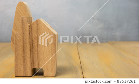 The wood home for building or property concept. The wood home for building or property concept. 98517261
