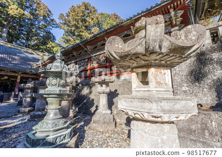 Nikko Toshogu Shrine in sunny winter stone lanterns Nikko City, Tochigi Prefecture Nikko Toshogu Shrine in sunny winter stone lanterns Nikko City, Tochigi Prefecture 98517677