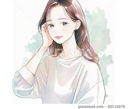 Illustration of a beautiful older sister Watercolor style "AI-generated image" 98518079