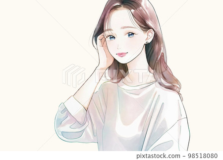 美麗的姐姐的插圖 水彩風格“AI 生成的圖像” 98518080