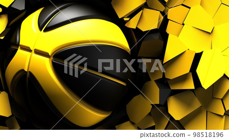 Yellow basketball wall destruction Yellow basketball wall destruction 98518196
