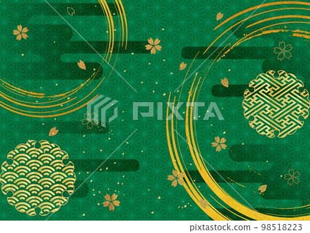 金箔畫筆圖案_綠色背景-橫向1595 98518223