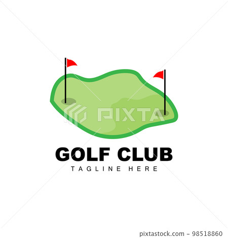 vector icon logo golf ball, stick, and golfing. Outdoor Games, retro concept illustration vector icon logo golf ball, stick, and golfing. Outdoor Games, retro concept illustration 98518860