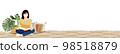 Illustration banner material of a woman reading a book while relaxing in her room 98518879