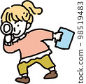 Hand drawn illustration of a girl looking for something with a magnifying glass 98519483