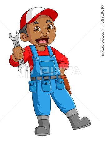 A African man works as a professional mechanic of illustration 98519697