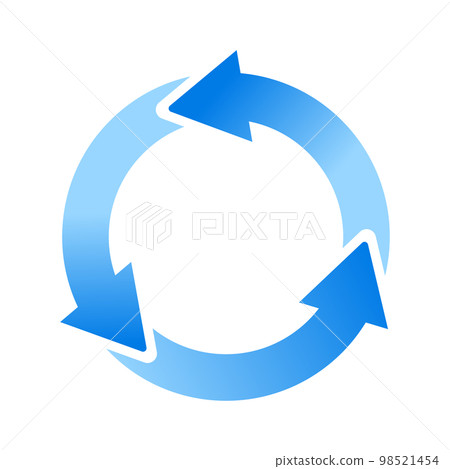 藍色漸變圓形旋轉箭頭 98521454
