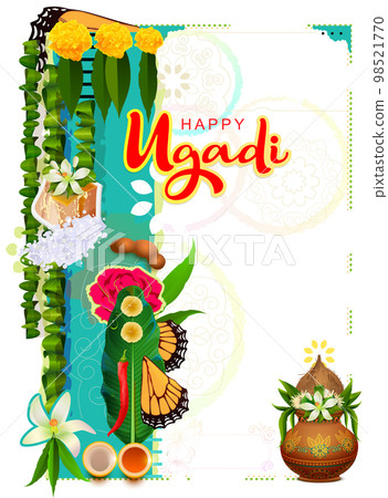Happy ugadi template greeting card indian holiday text Happy ugadi template greeting card indian holiday text 98521770