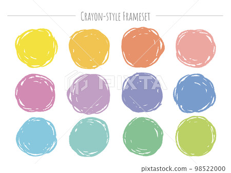 Crayon style circle frame set. Vector data. Crayon style circle frame set. Vector data. 98522000