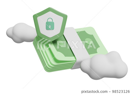 3d banknote stack icon with shield, cloud, lock, padlock, key isolated. economic movements or business finance saving money, financial business protection concept, 3d render 3d banknote stack icon with shield, cloud, lock, padlock, key isolated. economic movements or business finance saving money, financial business protection concept, 3d render 98523126