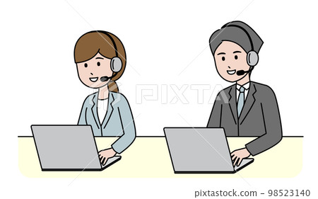 Call center operator customer support working men and women 98523140