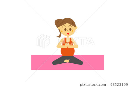 Woman doing maternity yoga with a smile, premama, pregnant woman, prenatal education, Pilates Woman doing maternity yoga with a smile, premama, pregnant woman, prenatal education, Pilates 98523199