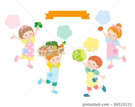 兒童做飯的形象插畫素材 98523225