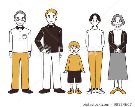 Full-body illustration of a two-family family 2 98524607