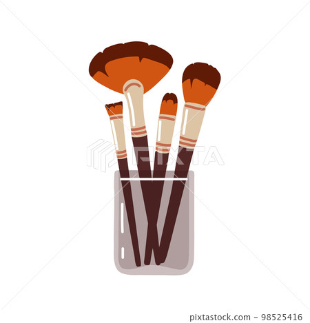 Set of makeup brushes in glass cup.Vector illustration in flat style Set of makeup brushes in glass cup.Vector illustration in flat style 98525416