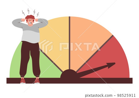 Man having high level emotional stress flat vector illustration isolated. 98525911