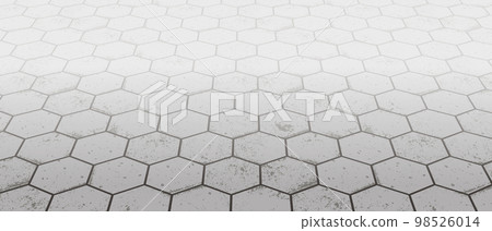 Vanishing perspective concrete honeycomb block floor pavement vector background with texture Vanishing perspective concrete honeycomb block floor pavement vector background with texture 98526014