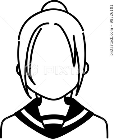 馬尾辮女學生圖標單色 98526181