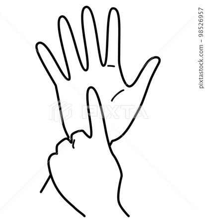 Hand number 6 black and white 98526957