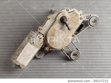 Rear car wiper motor, close-up. Windshield 98527232