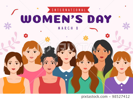 International Women's Day on March 8 Illustration to Celebrate the Achievements of Women in Flat Cartoon Hand Drawn Landing Page Templates 98527412