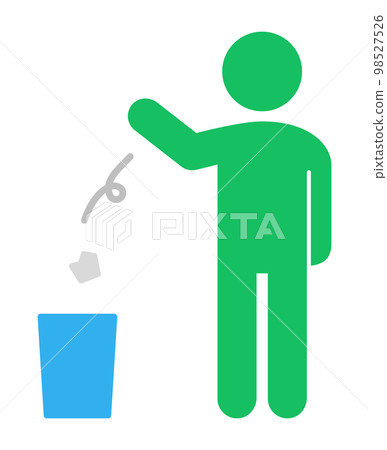 Silhouette icon of a person throwing garbage in a trash can 98527526