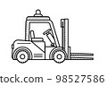 Forklift coloring page for kids. Loader side view 98527586