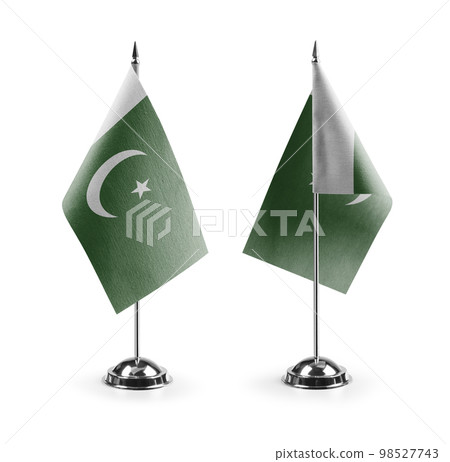 Small national flags of the Pakistan on a white background 98527743