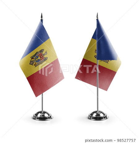 Small national flags of the Moldavia on a white background 98527757